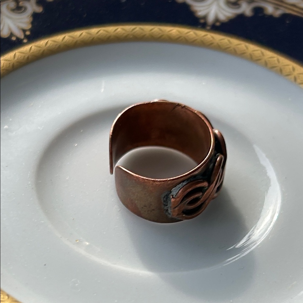 Vintage Solid Copper Braided Adjustable Cuff Ring - image 5